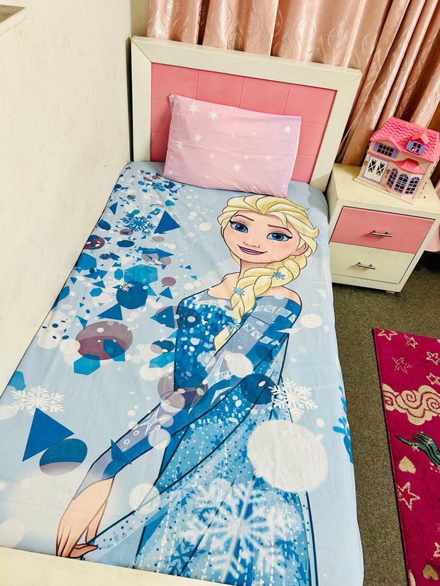 Frozen Elsa Cartoon Kids Bedsheet – Stitched & Soft Cotton