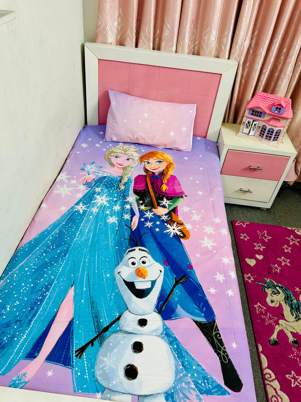 Frozen Elsa Cartoon Kids Bedsheet – Stitched & Soft Cotton