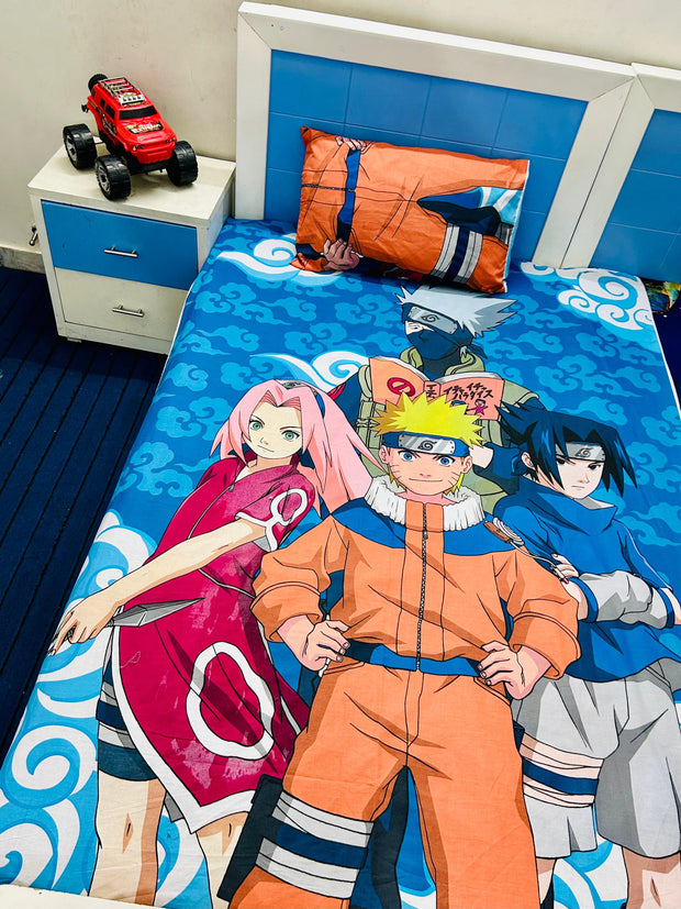 Anime Series NARUTO Character Themed Bedsheet for Kids