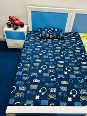 Level Down Gaming Themed Bedsheet - Single & Stitched