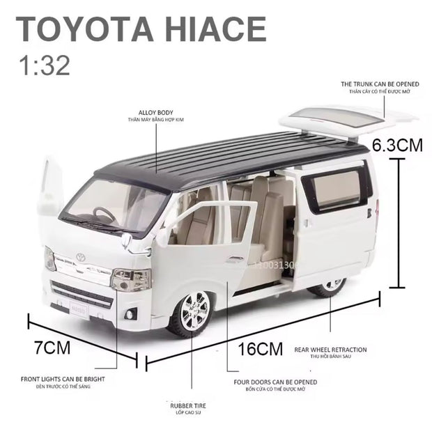 1:32 Toyota Hiace Diecast Van Model – Alloy MPV with Sound & Light