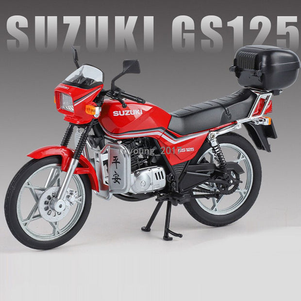 1:12 Suzuki GS125 Alloy Diecast Motorcycle Model – Retro Classic with Sound & Light