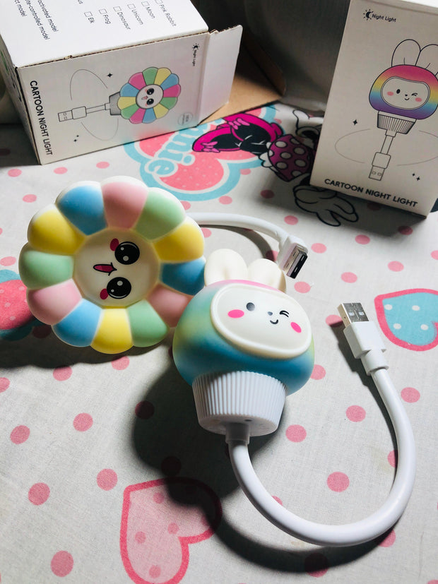 Smart Voice-Controlled LED Night Light – USB Rechargeable & Cute Design