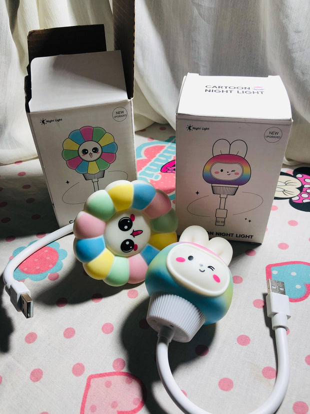 Smart Voice-Controlled LED Night Light – USB Rechargeable & Cute Design
