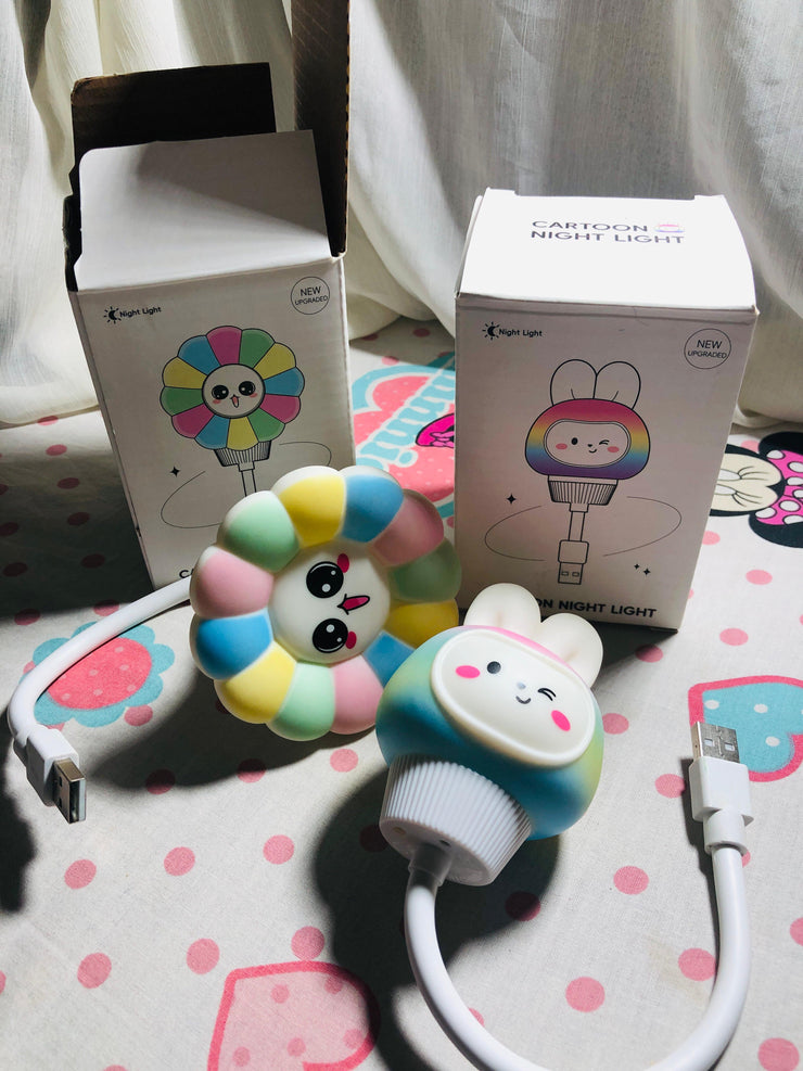 Smart Voice-Controlled LED Night Light – USB Rechargeable & Cute Design
