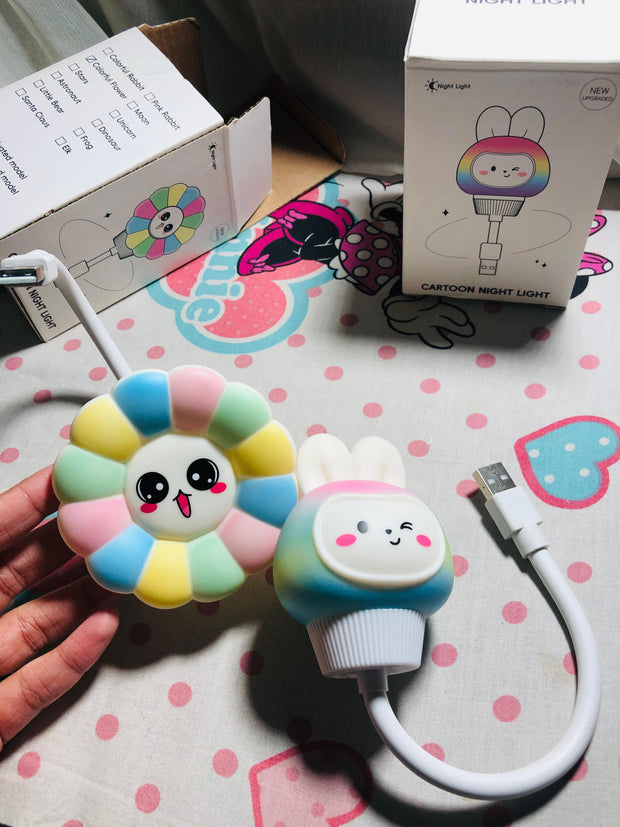 Smart Voice-Controlled LED Night Light – USB Rechargeable & Cute Design