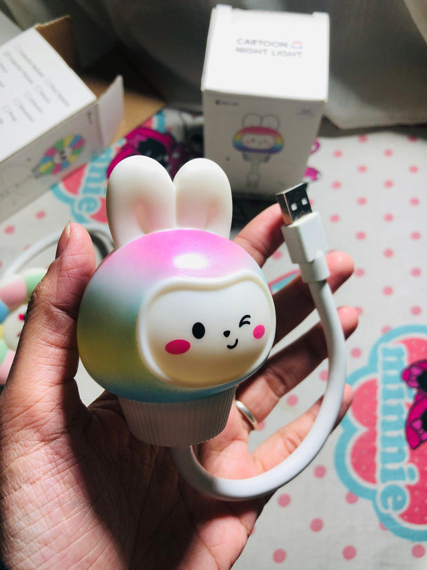 Smart Voice-Controlled LED Night Light – USB Rechargeable & Cute Design