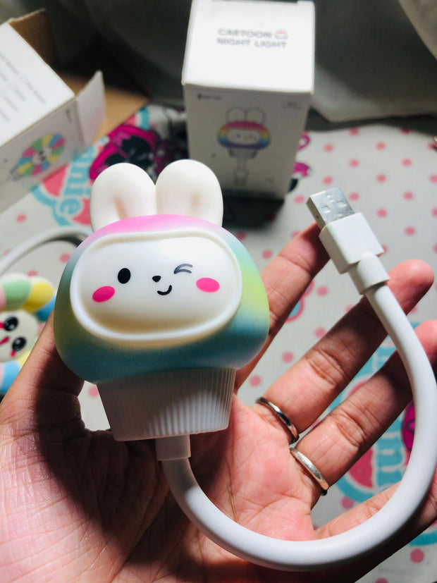 Smart Voice-Controlled LED Night Light – USB Rechargeable & Cute Design