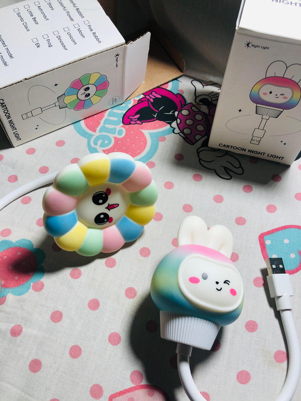 Smart Voice-Controlled LED Night Light – USB Rechargeable & Cute Design