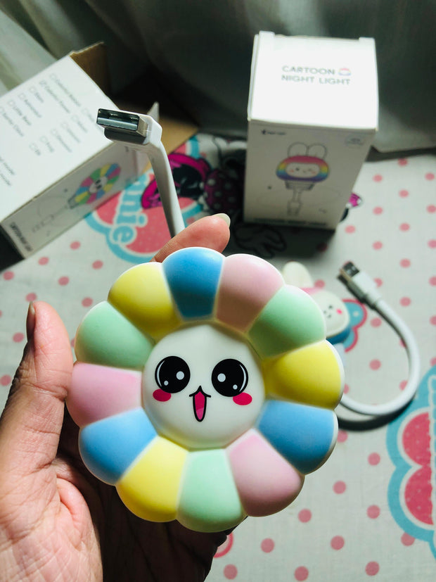 Smart Voice-Controlled LED Night Light – USB Rechargeable & Cute Design