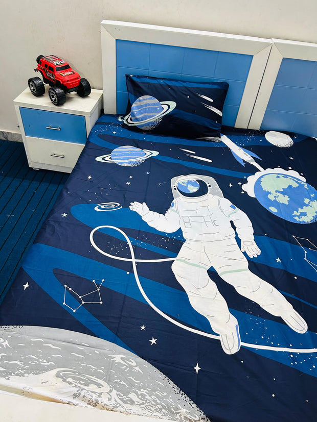 Space Explorer – Astronaut & Planet Print Bedsheet for Boys
