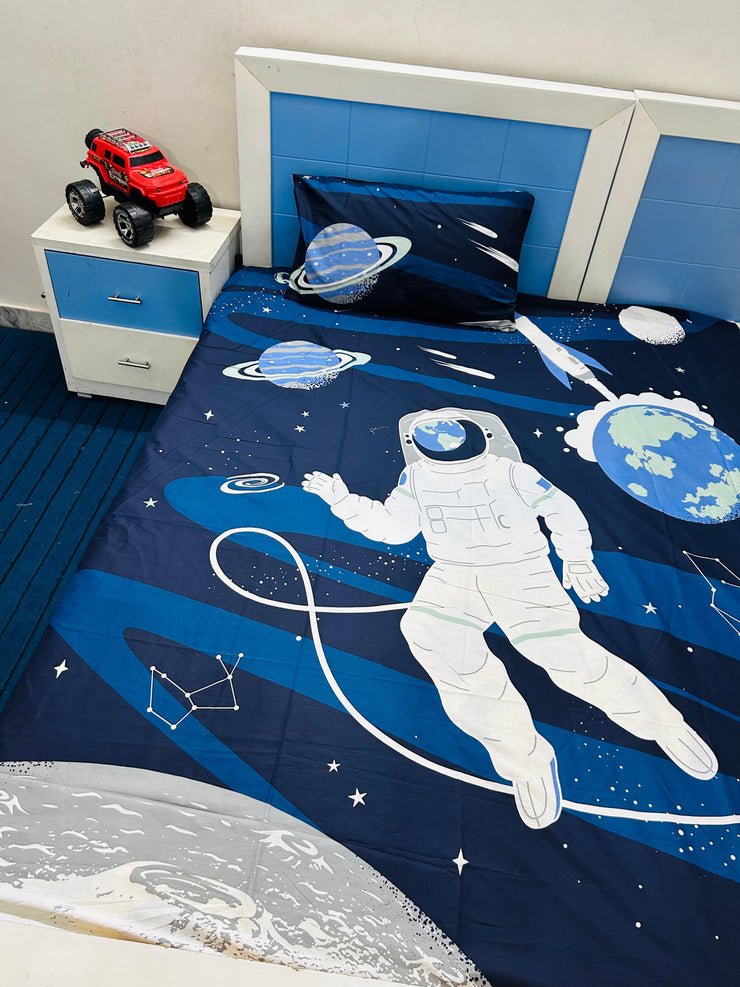 Space Explorer – Astronaut & Planet Print Bedsheet for Boys