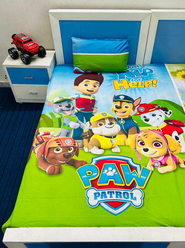 Paw Patrol 2.0 Kids Cotton Bedsheet - Single Size